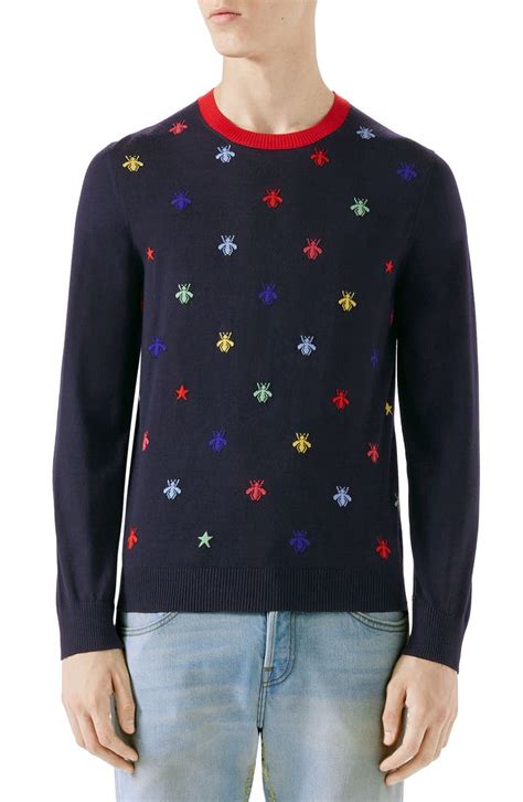 house of gucci white sweater|Gucci bee embroidered sweater.